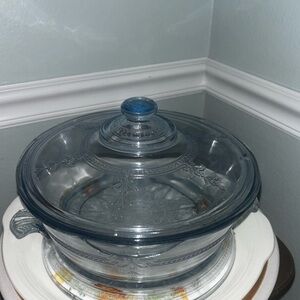 Vintage Blue Sapphire Fire King Casserole dish and Platter